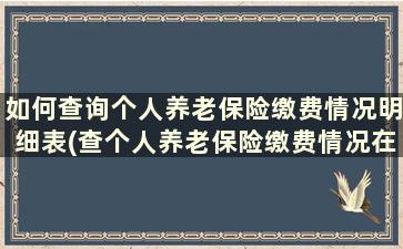 如何查询个人养老保险缴费情况明细表(查个人养老保险缴费情况在哪查)