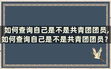 如何查询自己是不是共青团团员,如何查询自己是不是共青团团员？