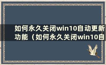 如何永久关闭win10自动更新功能（如何永久关闭win10自动更新软件）