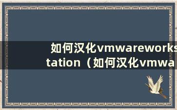 如何汉化vmwareworkstation（如何汉化vmware虚拟机）