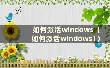 如何激活windows（如何激活windows1）