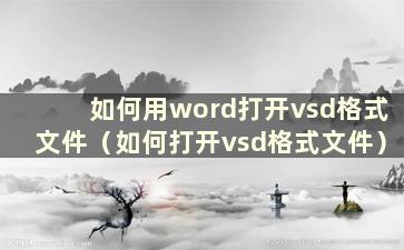 如何用word打开vsd格式文件（如何打开vsd格式文件）