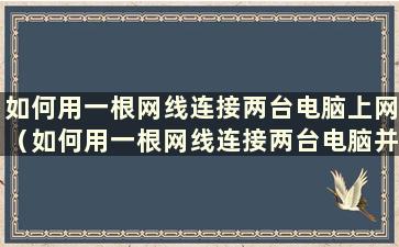 如何用一根网线连接两台电脑上网（如何用一根网线连接两台电脑并设置）