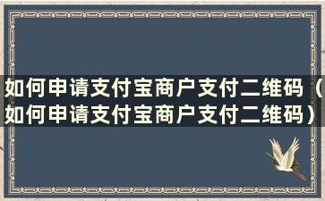 如何申请支付宝商户支付二维码（如何申请支付宝商户支付二维码）