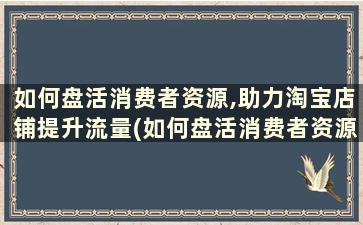 如何盘活消费者资源,助力淘宝店铺提升流量(如何盘活消费者资源,助力淘宝店铺提升销售)