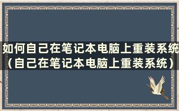 如何自己在笔记本电脑上重装系统（自己在笔记本电脑上重装系统）