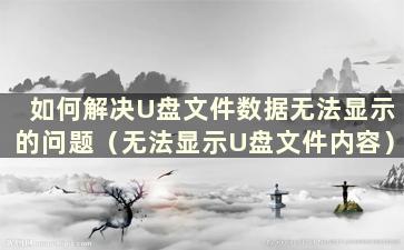 如何解决U盘文件数据无法显示的问题（无法显示U盘文件内容）