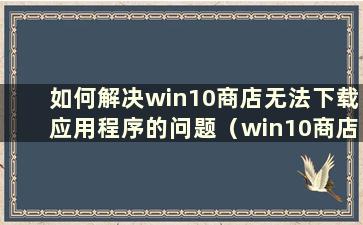 如何解决win10商店无法下载应用程序的问题（win10商店无法下载应用程序的解决方案有哪些）