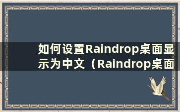 如何设置Raindrop桌面显示为中文（Raindrop桌面使用教程）