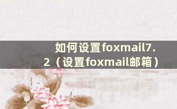 如何设置foxmail7.2（设置foxmail邮箱）