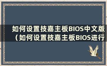 如何设置技嘉主板BIOS中文版（如何设置技嘉主板BIOS进行USB启动）