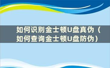 如何识别金士顿U盘真伪（如何查询金士顿U盘防伪）