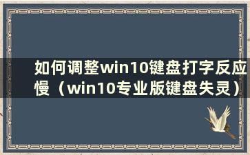 如何调整win10键盘打字反应慢（win10专业版键盘失灵）