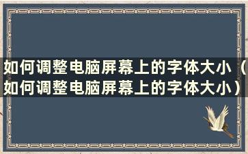 如何调整电脑屏幕上的字体大小（如何调整电脑屏幕上的字体大小）