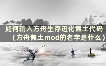 如何输入方舟生存进化焦土代码（方舟焦土mod的名字是什么）