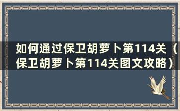 如何通过保卫胡萝卜第114关（保卫胡萝卜第114关图文攻略）