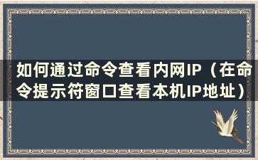 如何通过命令查看内网IP（在命令提示符窗口查看本机IP地址）