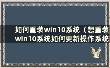 如何重装win10系统（想重装win10系统如何更新操作系统）