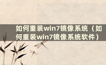 如何重装win7镜像系统（如何重装win7镜像系统软件）