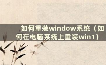 如何重装window系统（如何在电脑系统上重装win1）