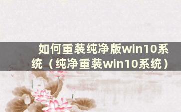 如何重装纯净版win10系统（纯净重装win10系统）