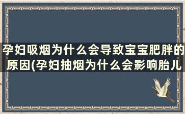 孕妇吸烟为什么会导致宝宝肥胖的原因(孕妇抽烟为什么会影响胎儿)