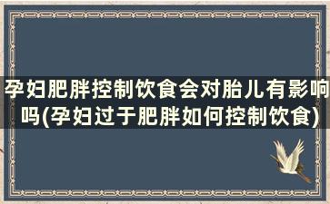 孕妇肥胖控制饮食会对胎儿有影响吗(孕妇过于肥胖如何控制饮食)