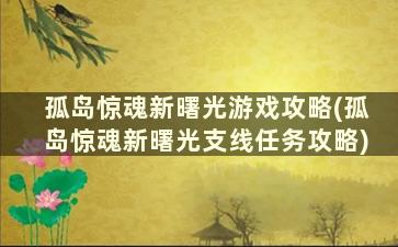 孤岛惊魂新曙光游戏攻略(孤岛惊魂新曙光支线任务攻略)