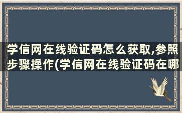 学信网在线验证码怎么获取,参照步骤操作(学信网在线验证码在哪里可以看到)