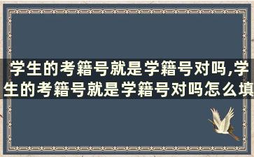 学生的考籍号就是学籍号对吗,学生的考籍号就是学籍号对吗怎么填