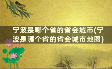 宁波是哪个省的省会城市(宁波是哪个省的省会城市地图)