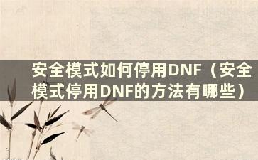 安全模式如何停用DNF（安全模式停用DNF的方法有哪些）