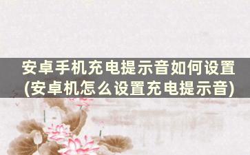 安卓手机充电提示音如何设置(安卓机怎么设置充电提示音)
