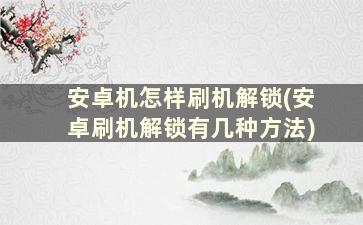 安卓机怎样刷机解锁(安卓刷机解锁有几种方法)