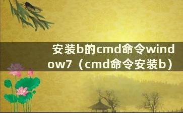 安装b的cmd命令window7（cmd命令安装b）