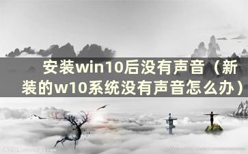 安装win10后没有声音（新装的w10系统没有声音怎么办）