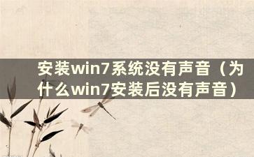 安装win7系统没有声音（为什么win7安装后没有声音）