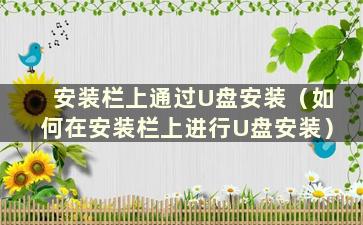 安装栏上通过U盘安装（如何在安装栏上进行U盘安装）