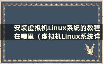 安装虚拟机Linux系统的教程在哪里（虚拟机Linux系统详细安装步骤）