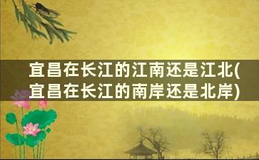 宜昌在长江的江南还是江北(宜昌在长江的南岸还是北岸)