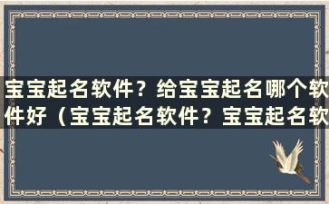 宝宝起名软件？给宝宝起名哪个软件好（宝宝起名软件？宝宝起名软件哪个好）