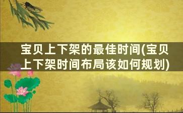 宝贝上下架的最佳时间(宝贝上下架时间布局该如何规划)