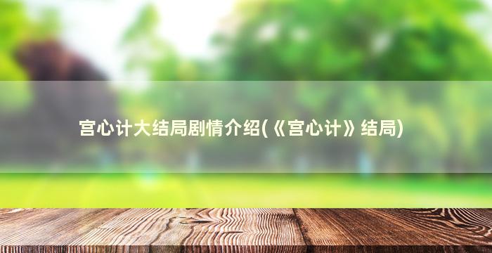 宫心计大结局剧情介绍(《宫心计》结局)