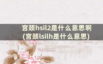 宫颈hsil2是什么意思啊(宫颈lsilh是什么意思)