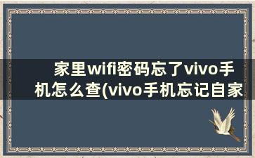 家里wifi密码忘了vivo手机怎么查(vivo手机忘记自家wifi密码)