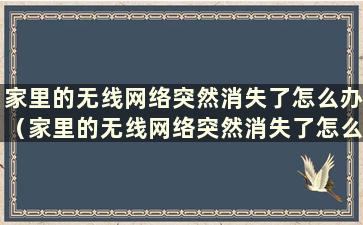 家里的无线网络突然消失了怎么办（家里的无线网络突然消失了怎么办）