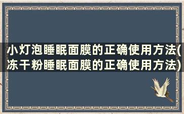 小灯泡睡眠面膜的正确使用方法(冻干粉睡眠面膜的正确使用方法)