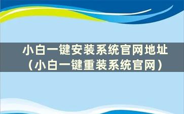 小白一键安装系统官网地址（小白一键重装系统官网）