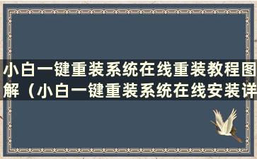 小白一键重装系统在线重装教程图解（小白一键重装系统在线安装详细教程）