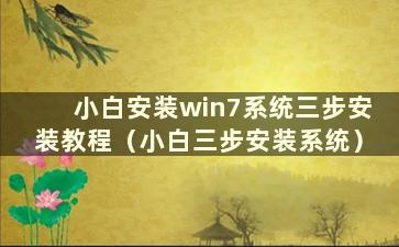 小白安装win7系统三步安装教程（小白三步安装系统）